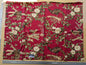 14 EV38 Scalamandre Upland Hand Printed Union Cloth Straw Red Floral Bird Turkey Country Toile 1y x 53" wide