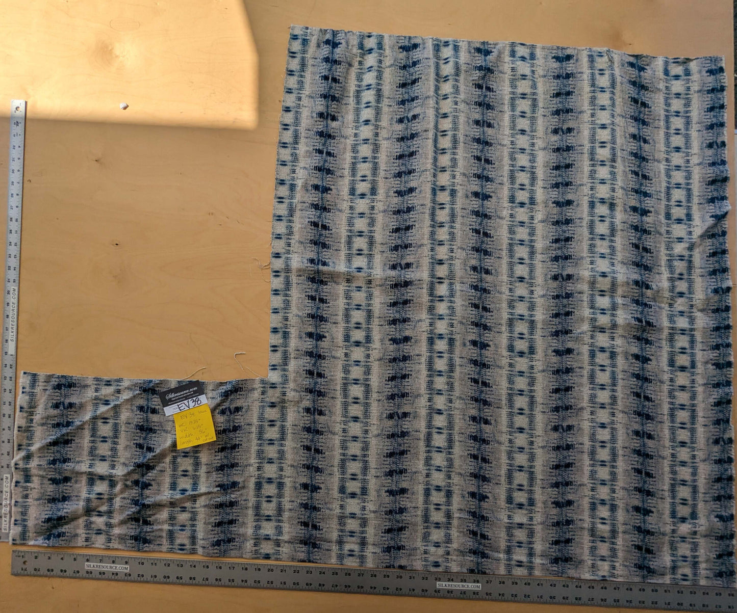 16 EV38 Scalamandre Nebula-Gx Blue Aura Woven Abstract Stripe Ikat MSRP USD364/y 1.2"x56"wide