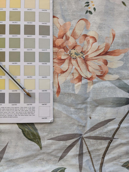 17 EV38 Scalamandre Lelievre  Printemps De Chine Aqua Floral Tree Foliage Botanical 1.2y