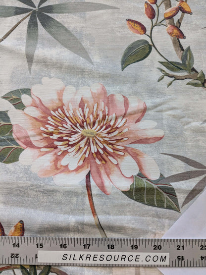 17 EV38 Scalamandre Lelievre  Printemps De Chine Aqua Floral Tree Foliage Botanical 1.2y