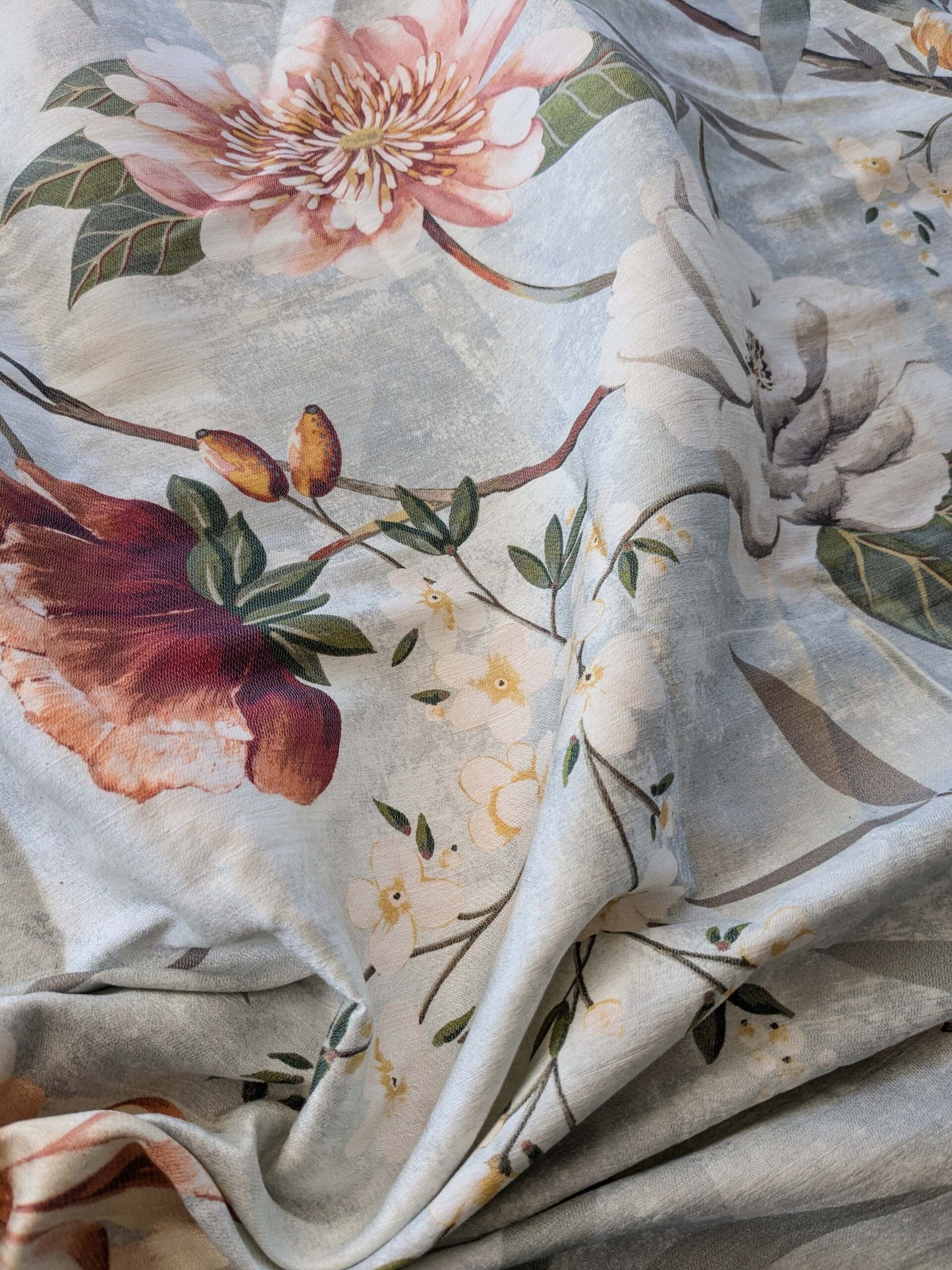 17 EV38 Scalamandre Lelievre  Printemps De Chine Aqua Floral Tree Foliage Botanical 1.2y