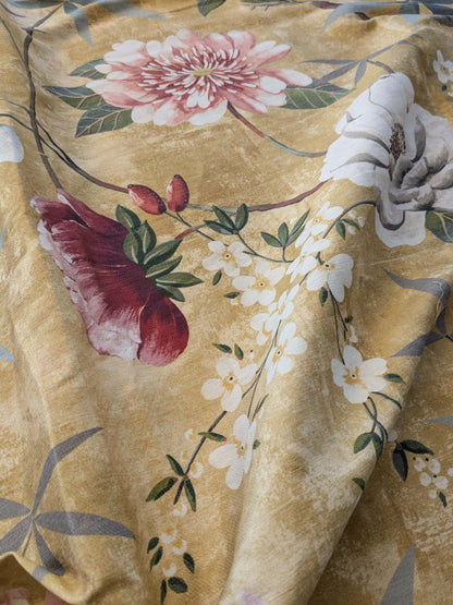 18 EV38 Scalamandre Lelievre  Printemps De Chine Yellow Floral Tree Foliage Botanical 1.2y