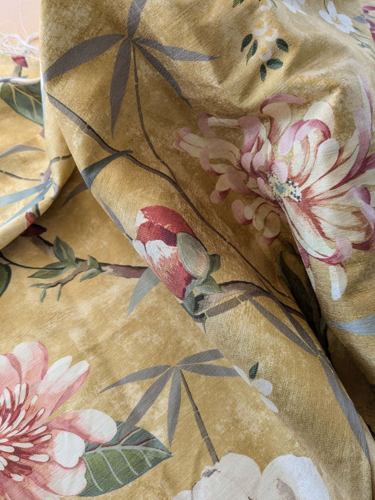 18 EV38 Scalamandre Lelievre  Printemps De Chine Yellow Floral Tree Foliage Botanical 1.2y