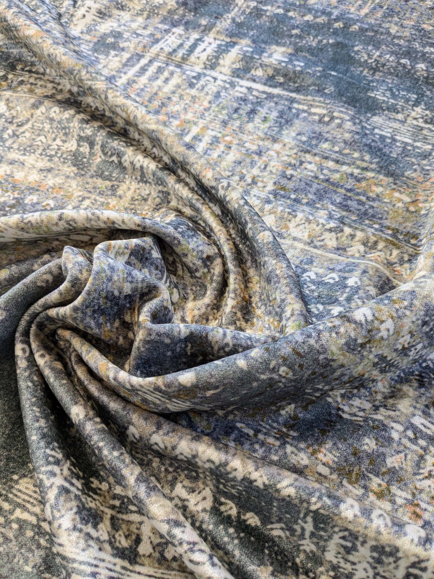 19 EV38 1.2yard x 57" Scalamandre Old World Weavers Travertine Grotto Silverpoint Velvet Abstract  MSRP USD256/y