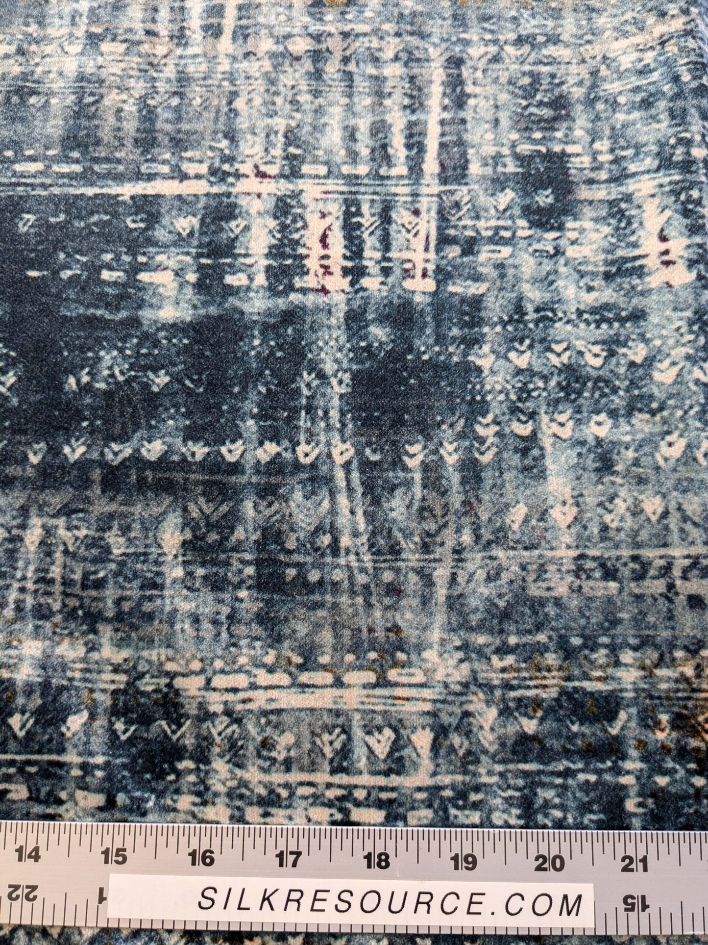 20 EV38  1.2yard x 57" Scalamandre Old World Weavers Travertine Grotto Silverpoint Blue Velvet Abstract Cotton  MSRP USD256/y