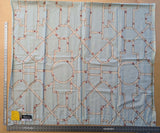 22 EV38 Scalamandre Baldwin Bamboo Print  Cream and Red on Aqua Chinoiserie fabric 1.2y