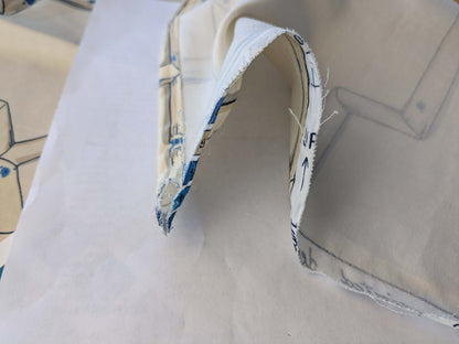 23 EV38 Scalamandre Baldwin Bamboo Print  Blue Cream White Chinoiserie fabric 1.2y