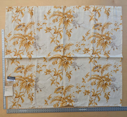 24 EV38 Scalamandre Bantry House Hand Printed Linen Yellow Floral 1.2y