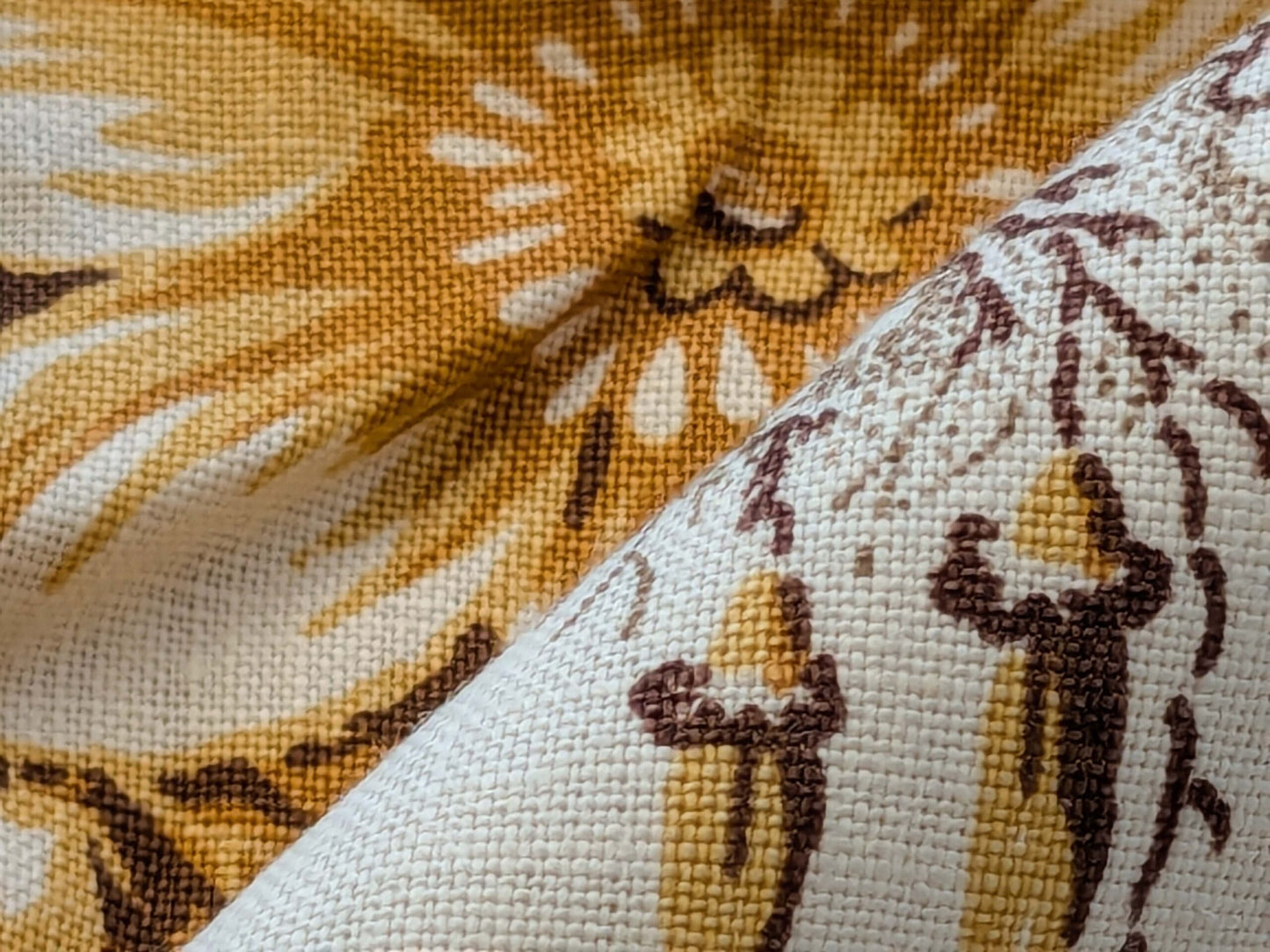 24 EV38 Scalamandre Bantry House Hand Printed Linen Yellow Floral 1.2y