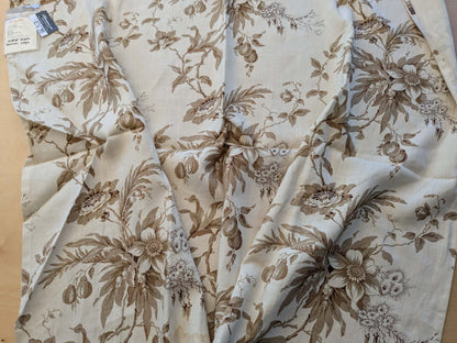 25 EV38 Scalamandre Bantry House Hand Printed Linen Brown Beige Floral 1.1y DEFECT