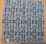 26 EV38 Scalamandre Moorea Island Indigo Blue Tan Linen Print 1.5yards x 53"