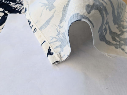 27 EV38 Scalamandre Summer Palace Porcelain Blue White Chinoiserie Scenic Toile MSRP USD 262/y 1.2y with cut out