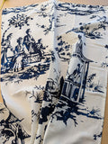 27 EV38 Scalamandre Summer Palace Porcelain Blue White Chinoiserie Scenic Toile MSRP USD 262/y 1.2y with cut out