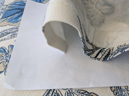 28 EV38 Thibaut Sweet Grass Blue Botanical foliage Tropical Blue White Cotton Linen 1.4y