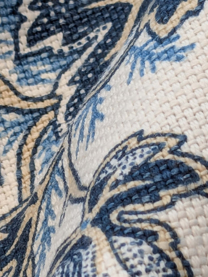 28 EV38 Thibaut Sweet Grass Blue Botanical foliage Tropical Blue White Cotton Linen 1.4y