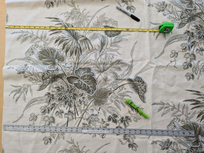 29 EV38 Thibaut Sweet Grass Sage on Cream Botanical foliage Tropical Gray Beige Cotton Linen 1.4y  Stain!