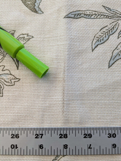 29 EV38 Thibaut Sweet Grass Sage on Cream Botanical foliage Tropical Gray Beige Cotton Linen 1.4y  Stain!