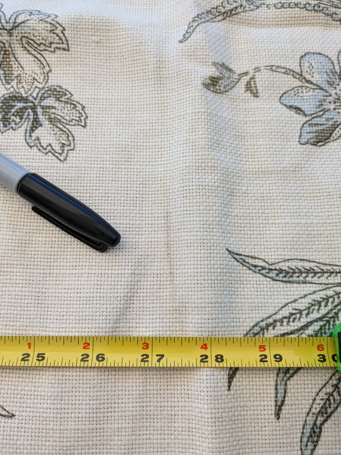 29 EV38 Thibaut Sweet Grass Sage on Cream Botanical foliage Tropical Gray Beige Cotton Linen 1.4y  Stain!