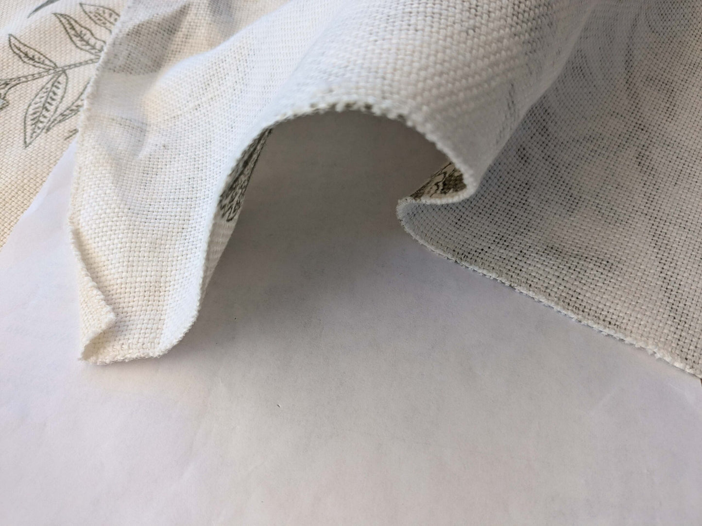 29 EV38 Thibaut Sweet Grass Sage on Cream Botanical foliage Tropical Gray Beige Cotton Linen 1.4y  Stain!