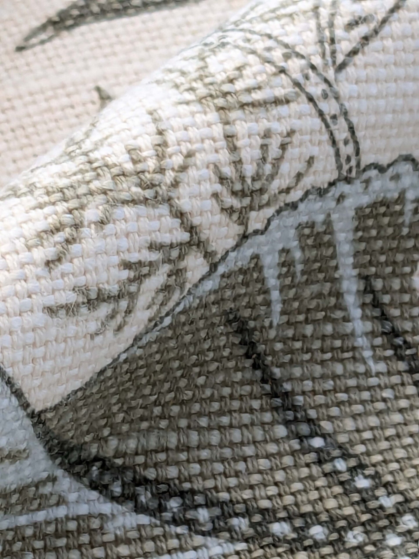 29 EV38 Thibaut Sweet Grass Sage on Cream Botanical foliage Tropical Gray Beige Cotton Linen 1.4y  Stain!