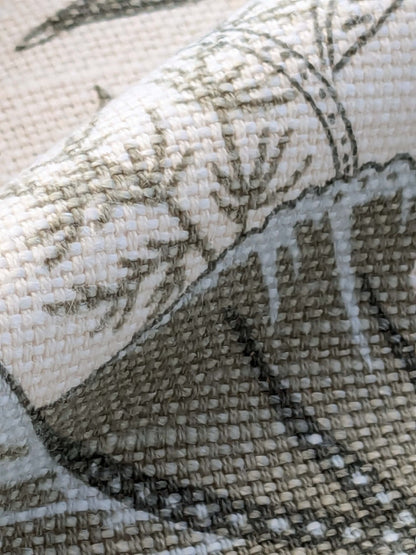 29 EV38 Thibaut Sweet Grass Sage on Cream Botanical foliage Tropical Gray Beige Cotton Linen 1.4y  Stain!