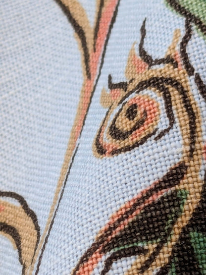 30 EV38 Thibaut Sylvan Green and Aqua Green Blue White Stripe Tropical Linen Cotton 1.3y