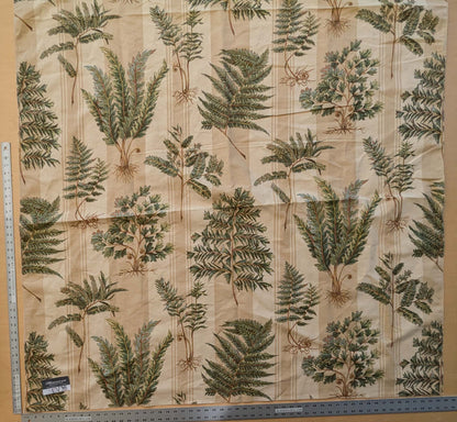 31 EV38 Thibaut Sylvan Brown Beige Green Stripe Tropical Linen Cotton 1.4y