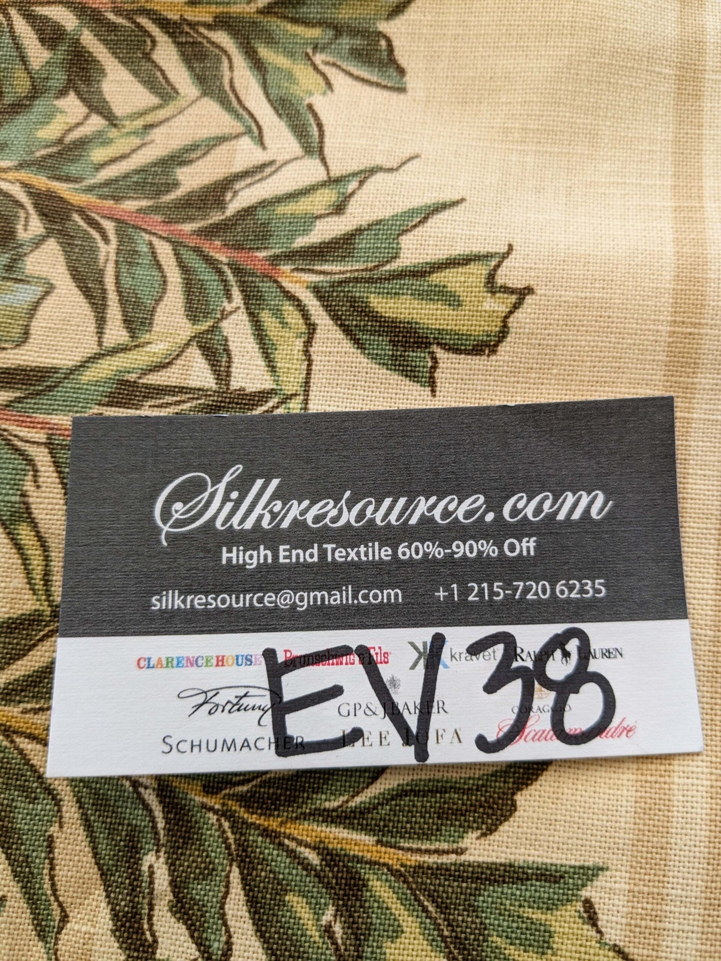 31 EV38 Thibaut Sylvan Brown Beige Green Stripe Tropical Linen Cotton 1.4y