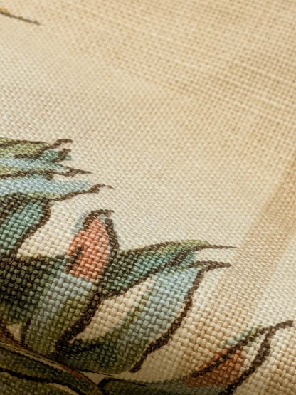 31 EV38 Thibaut Sylvan Brown Beige Green Stripe Tropical Linen Cotton 1.4y