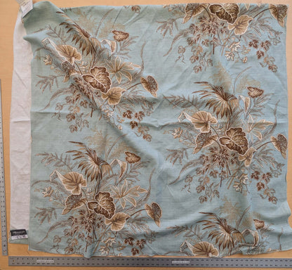 32 EV38 Thibaut Sweet Grass Brown and Aqua Botanical foliage Tropical Gray Beige Cotton Linen 2.2y