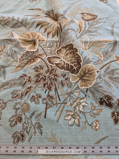 32 EV38 Thibaut Sweet Grass Brown and Aqua Botanical foliage Tropical Gray Beige Cotton Linen 2.2y