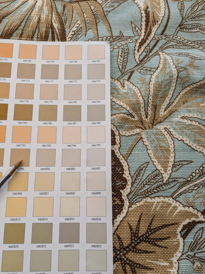 32 EV38 Thibaut Sweet Grass Brown and Aqua Botanical foliage Tropical Gray Beige Cotton Linen 2.2y