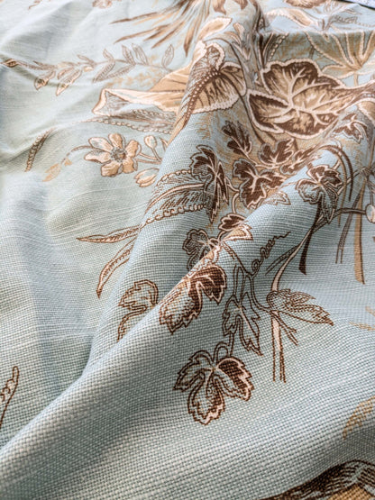 32 EV38 Thibaut Sweet Grass Brown and Aqua Botanical foliage Tropical Gray Beige Cotton Linen 2.2y