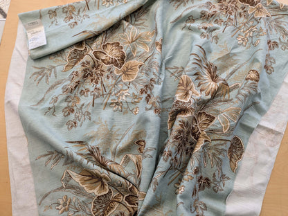 32 EV38 Thibaut Sweet Grass Brown and Aqua Botanical foliage Tropical Gray Beige Cotton Linen 2.2y