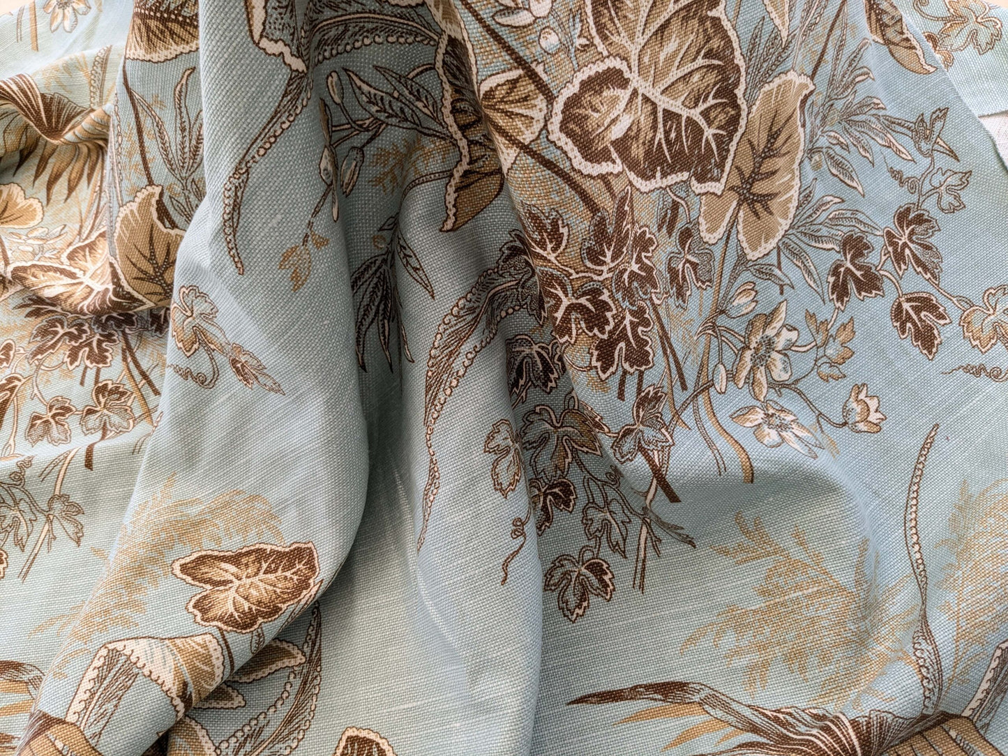 32 EV38 Thibaut Sweet Grass Brown and Aqua Botanical foliage Tropical Gray Beige Cotton Linen 2.2y