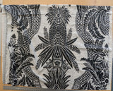 33 EV38 Scalamandre East India Bianco Nero Black White Printed Linen Damask 2.2y MSRP USD 440/Y