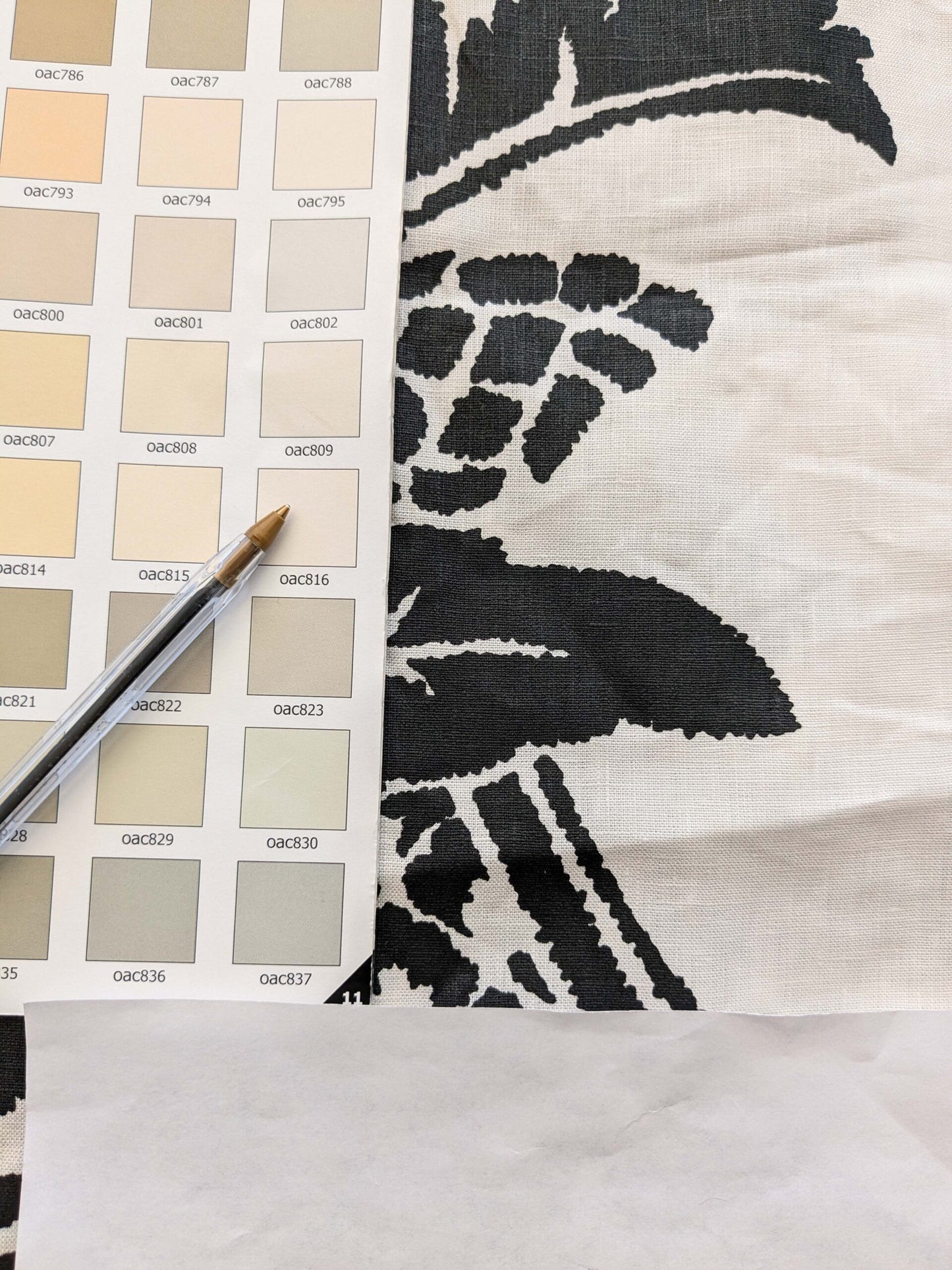 33 EV38 Scalamandre East India Bianco Nero Black White Printed Linen Damask 2.2y MSRP USD 440/Y