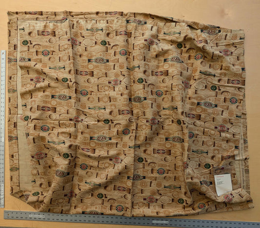 35 EV38 Scalamandre Havana Tobacco Leaf Linen Cotton Brown Hand Printed Union Cloth Graphic MSRP USD 410/y 2.4y