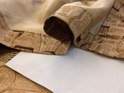 35 EV38 Scalamandre Havana Tobacco Leaf Linen Cotton Brown Hand Printed Union Cloth Graphic MSRP USD 410/y 2.4y
