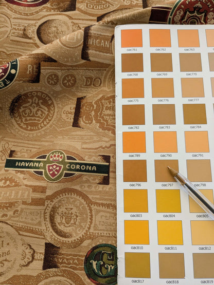 35 EV38 Scalamandre Havana Tobacco Leaf Linen Cotton Brown Hand Printed Union Cloth Graphic MSRP USD 410/y 2.4y