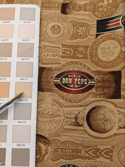 35 EV38 Scalamandre Havana Tobacco Leaf Linen Cotton Brown Hand Printed Union Cloth Graphic MSRP USD 410/y 2.4y