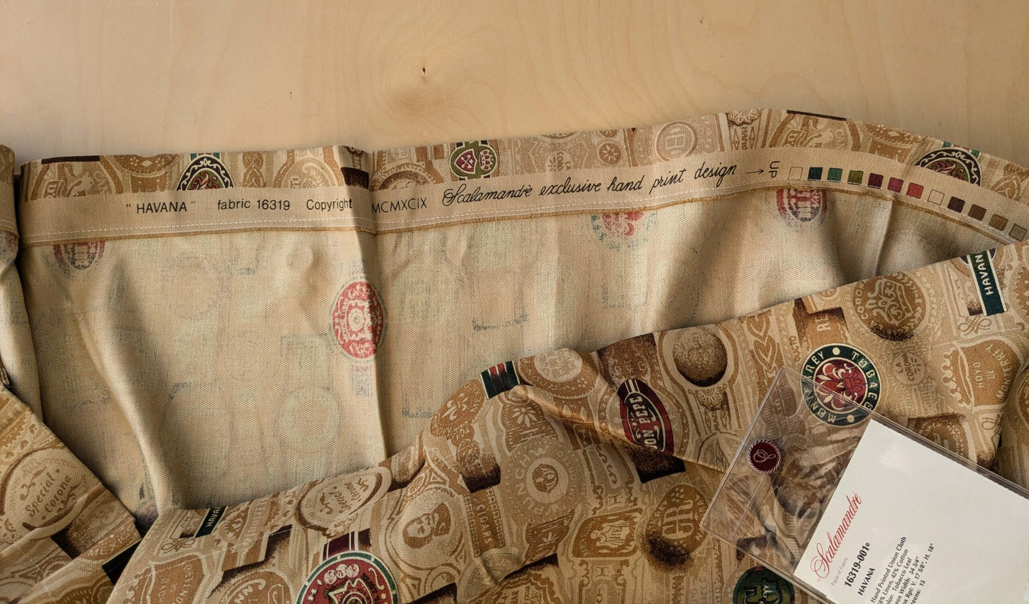 35 EV38 Scalamandre Havana Tobacco Leaf Linen Cotton Brown Hand Printed Union Cloth Graphic MSRP USD 410/y 2.4y