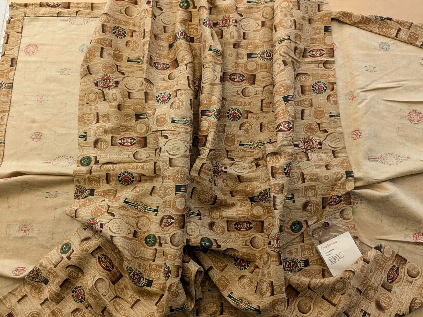 35 EV38 Scalamandre Havana Tobacco Leaf Linen Cotton Brown Hand Printed Union Cloth Graphic MSRP USD 410/y 2.4y