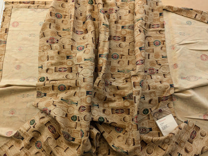 35 EV38 Scalamandre Havana Tobacco Leaf Linen Cotton Brown Hand Printed Union Cloth Graphic MSRP USD 410/y 2.4y