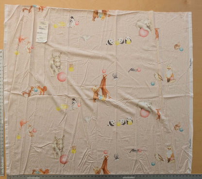36 EV38 1.3y Christian Fischbacher Mignon Pink Multi Animals Birds Panda Fox Elephant Cotton MSRP USD 300+/y