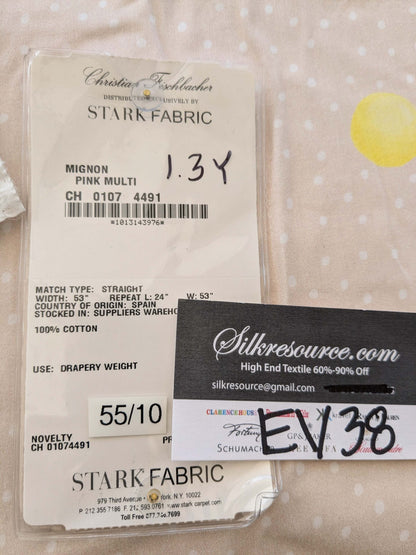 36 EV38 1.3y Christian Fischbacher Mignon Pink Multi Animals Birds Panda Fox Elephant Cotton MSRP USD 300+/y