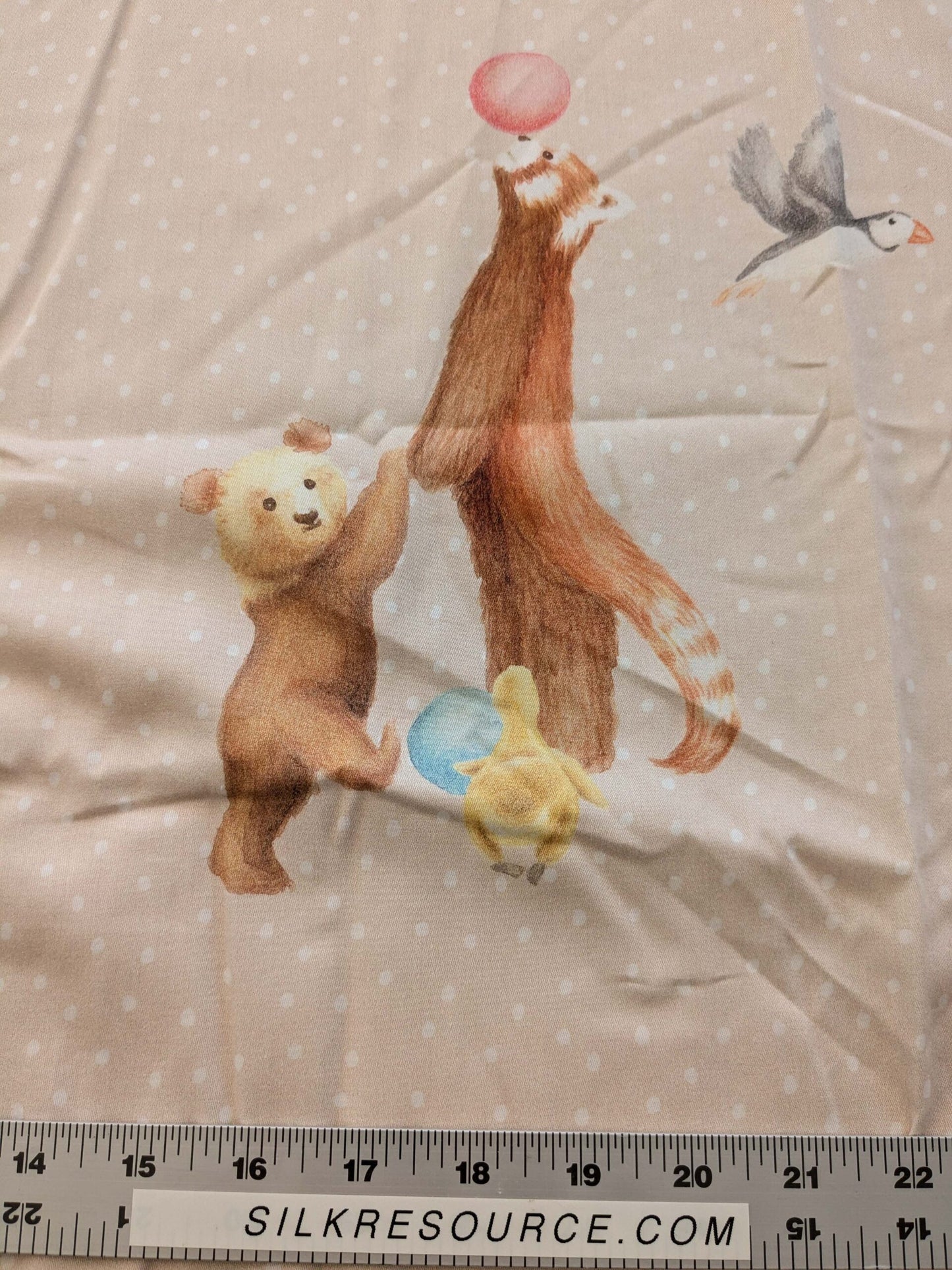 36 EV38 1.3y Christian Fischbacher Mignon Pink Multi Animals Birds Panda Fox Elephant Cotton MSRP USD 300+/y