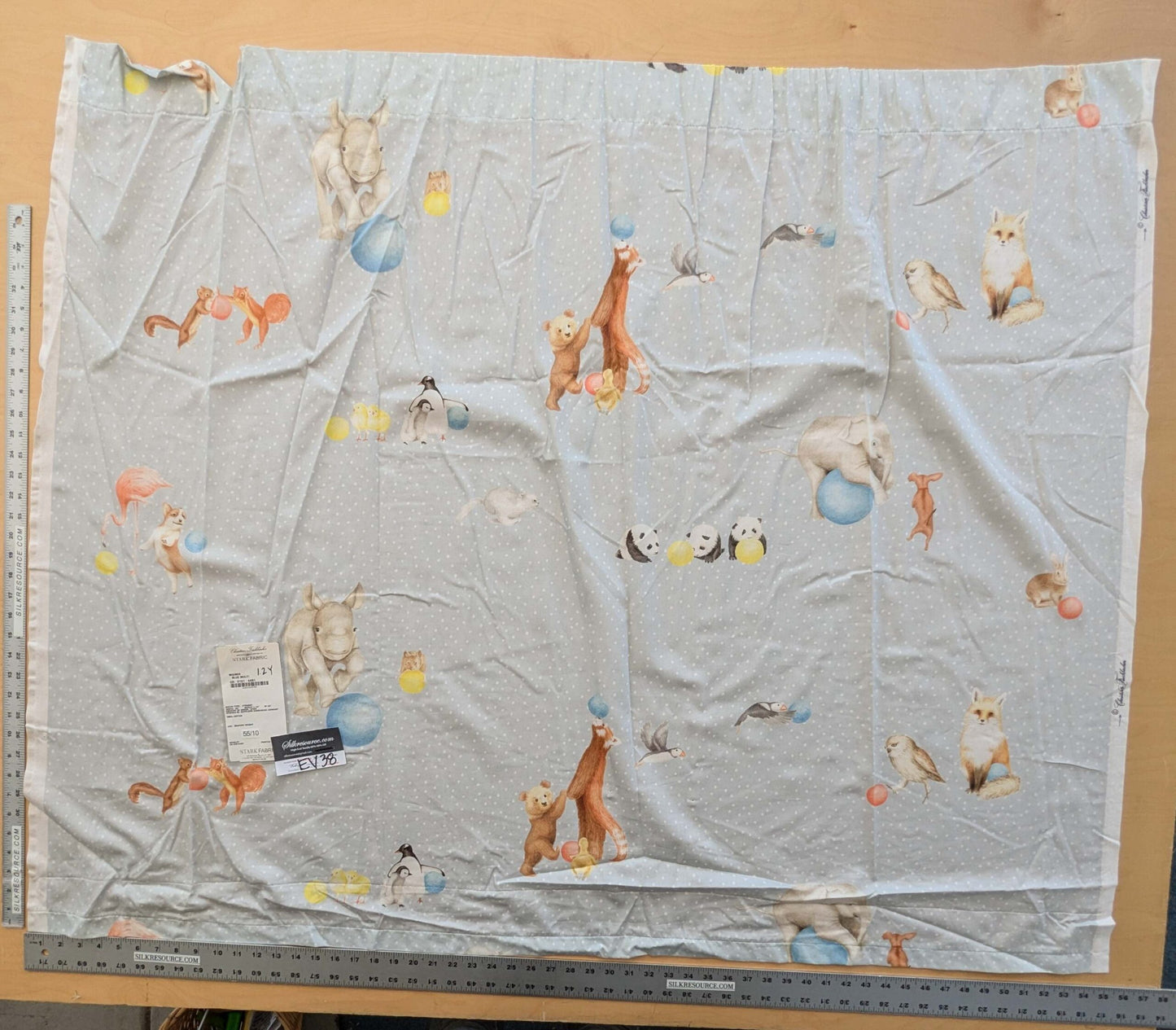 37 EV38  1.2y Scalamandre Christian Fischbacher Mignon Blue Multi Animals Birds Panda Cotton MSRP USD 300+/y