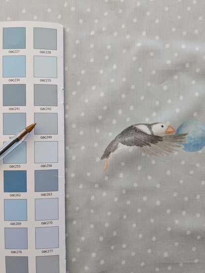 37 EV38  1.2y Scalamandre Christian Fischbacher Mignon Blue Multi Animals Birds Panda Cotton MSRP USD 300+/y