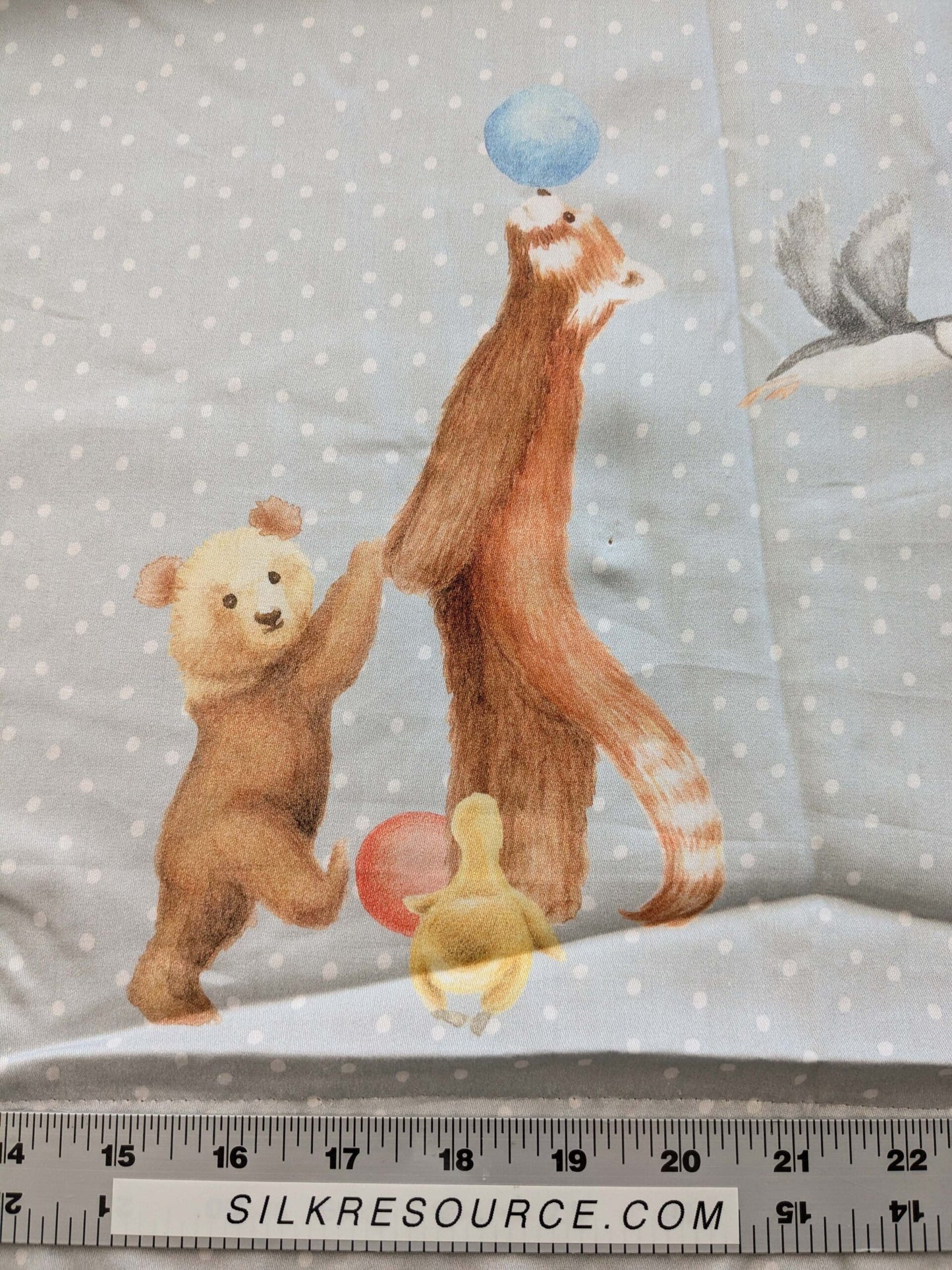 37 EV38  1.2y Scalamandre Christian Fischbacher Mignon Blue Multi Animals Birds Panda Cotton MSRP USD 300+/y